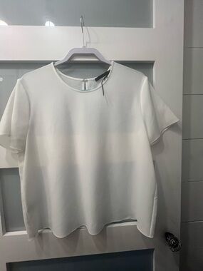 Jenni Kayne Women’s White Short Sleeve Blouse, L